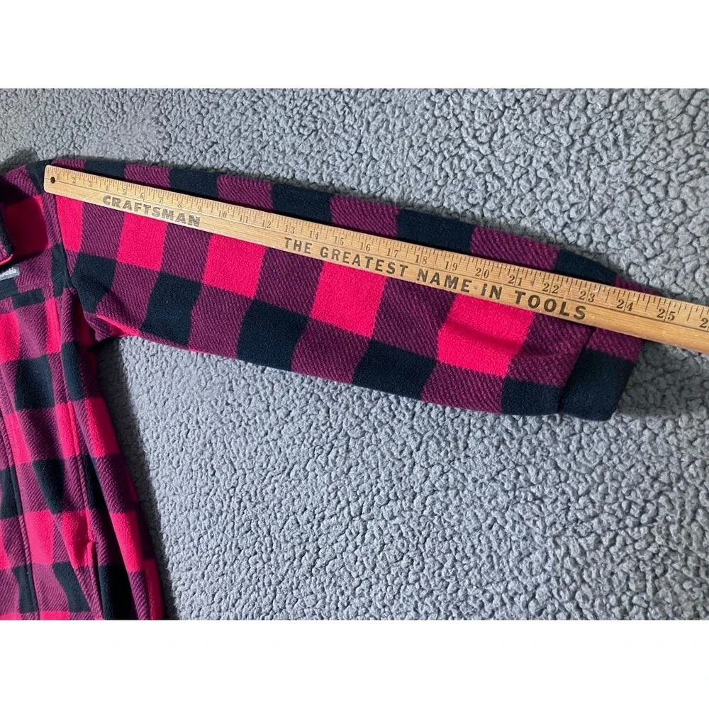 Columbia Red Black Buffalo Plaid Full Zip Fleece Jacket Youth XL 18/20